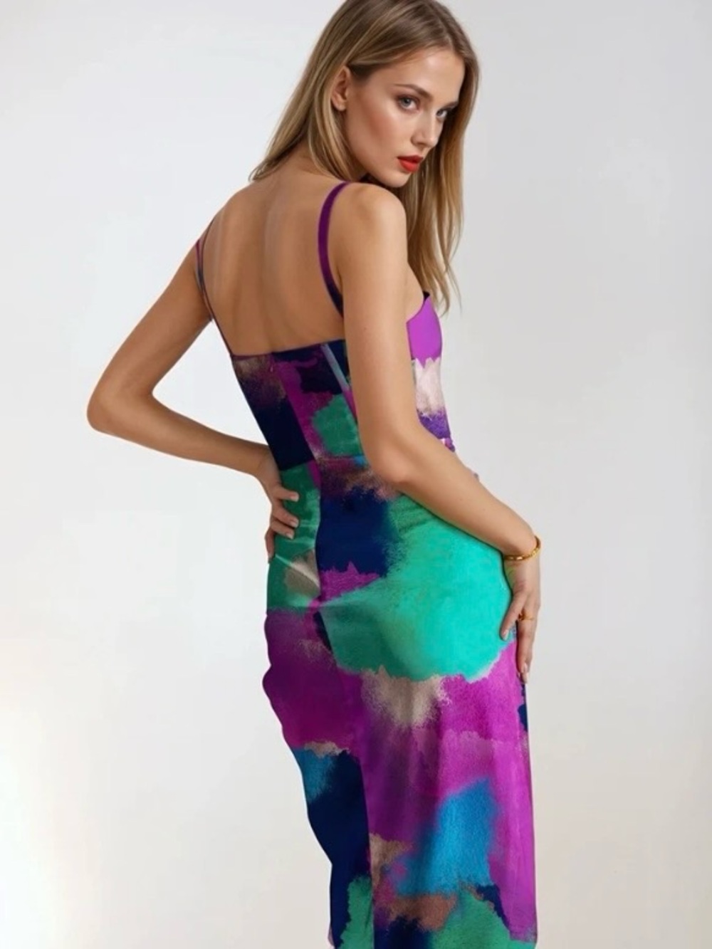 Averie Keira Corset Style Midi Dress Bodycon Sexy Blue Pink Corset Style Sz M